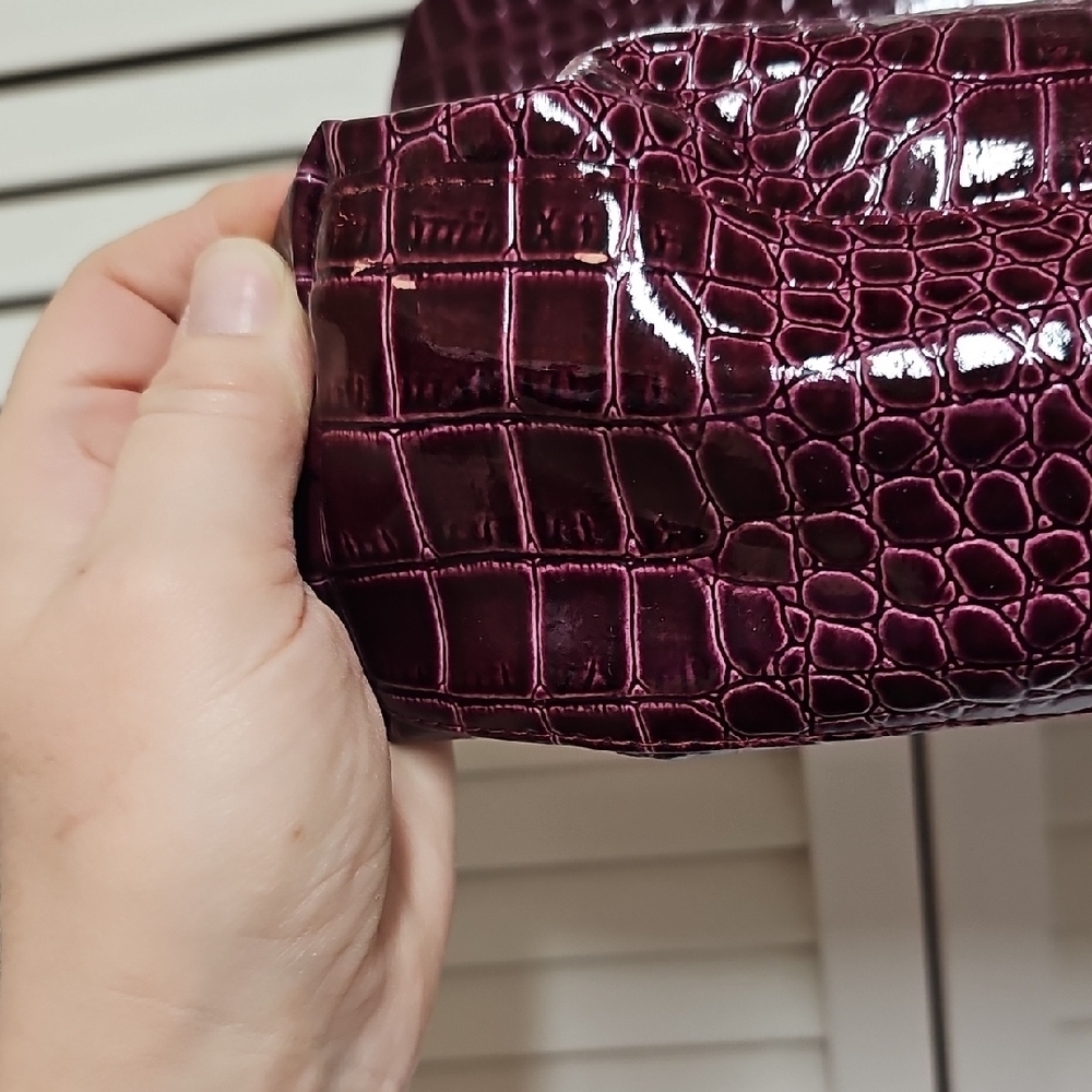 NWT Neiman Marcus Deep Purple Crocodile-Embossed Faux Leather Tote - Picture 6 of 12
